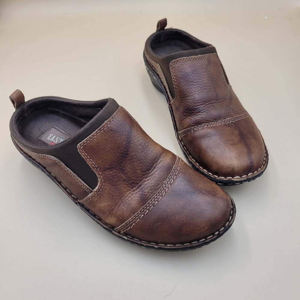 Eastland Brown Leather Slip On Shoes Loafer Clogs Women’s 6.5